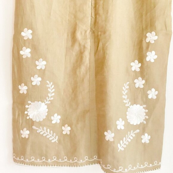 Zara Linen Look Viscose Embroidered Floral Ethnic Sheath Dress XS - Picture 6 of 6